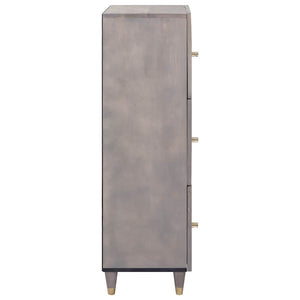 Graues und goldenes Highboard Mango Massivholz