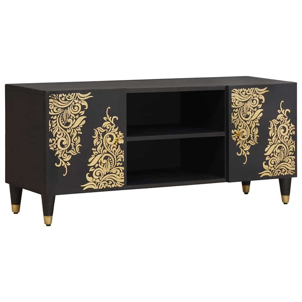 TV-Schrank Schwarz Mango Massivholz 105cm