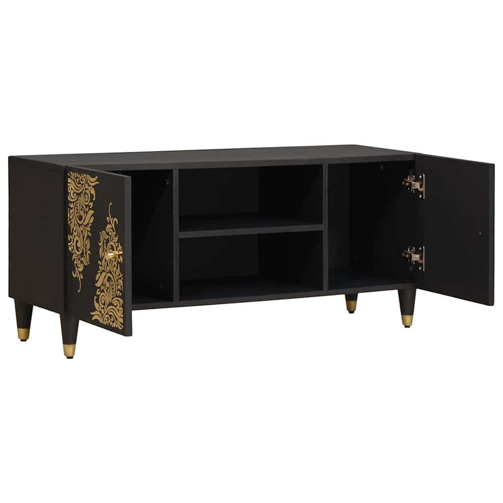 Meuble TV vidaXL avec étagère Noir 105 x 33 x 46 cm Bois de manguier massif