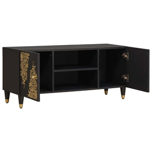 TV-Schrank Schwarz Mango Massivholz 105cm