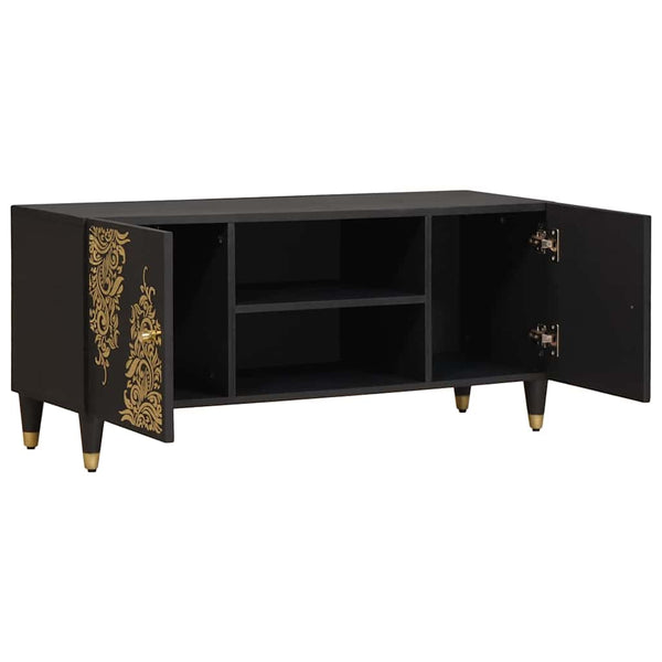 TV-Schrank Schwarz Mango Massivholz 105cm