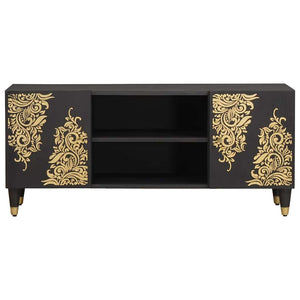 TV-Schrank Schwarz Mango Massivholz 105cm