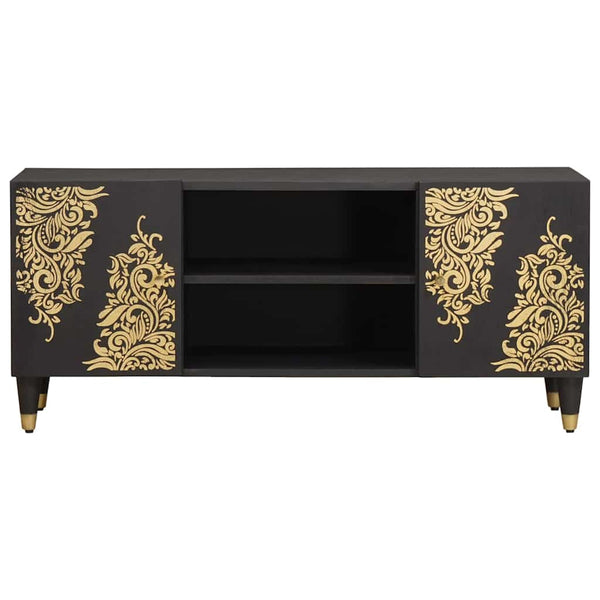 TV-Schrank Schwarz Mango Massivholz 105cm