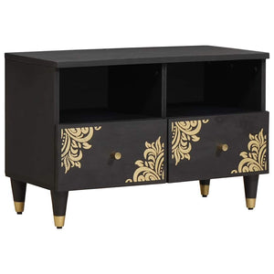 Schwarzer TV-Schrank Mango Massivholz 70 cm