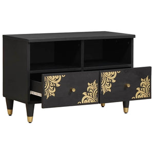 Schwarzer TV-Schrank Mango Massivholz 70 cm