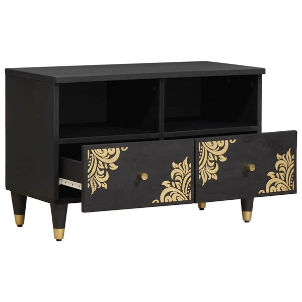Schwarzer TV-Schrank Mango Massivholz 70 cm
