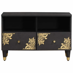 Schwarzer TV-Schrank Mango Massivholz 70 cm