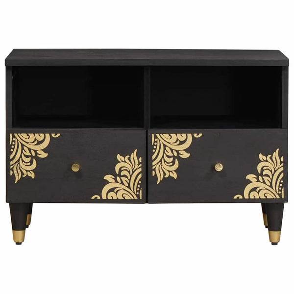 Schwarzer TV-Schrank Mango Massivholz 70 cm