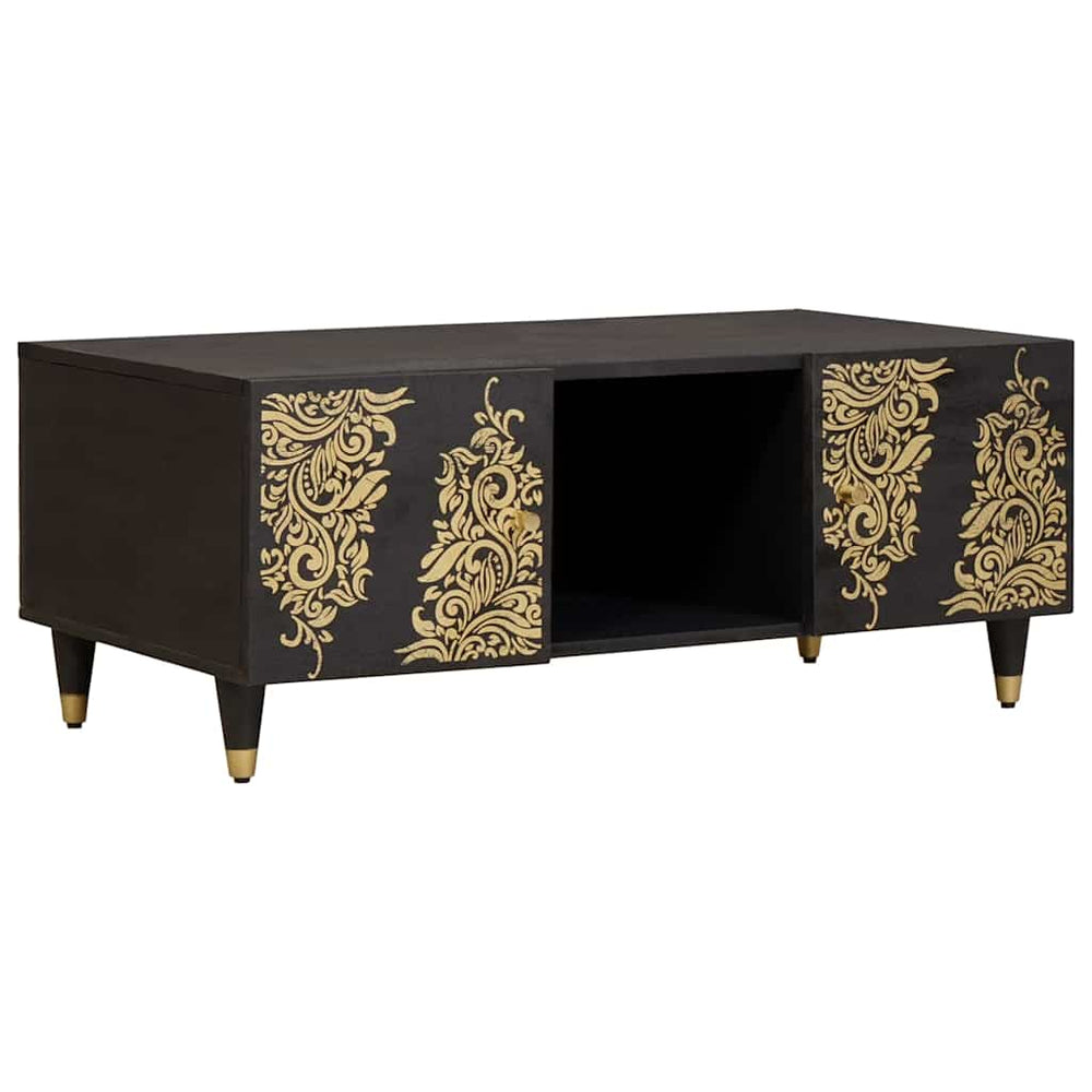 Schwarzer Couchtisch Mango Massivholz 100x54 cm