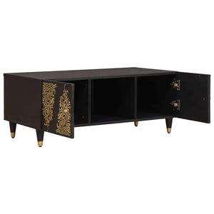Schwarzer Couchtisch Mango Massivholz 100x54 cm