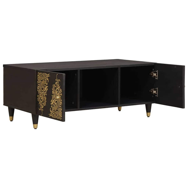 Schwarzer Couchtisch Mango Massivholz 100x54 cm