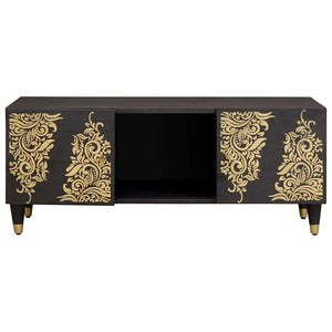 Schwarzer Couchtisch Mango Massivholz 100x54 cm