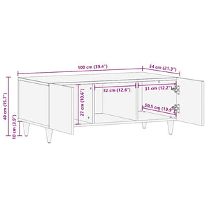 Schwarzer Couchtisch Mango Massivholz 100x54 cm