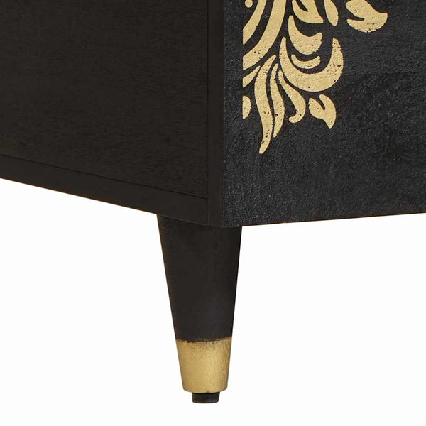 Schwarzer Couchtisch Mango Massivholz 80x54 cm