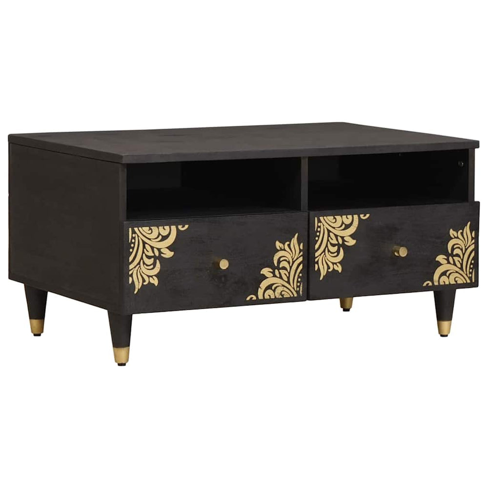 Schwarzer Couchtisch Mango Massivholz 80x54 cm