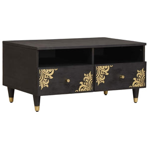 Schwarzer Couchtisch Mango Massivholz 80x54 cm