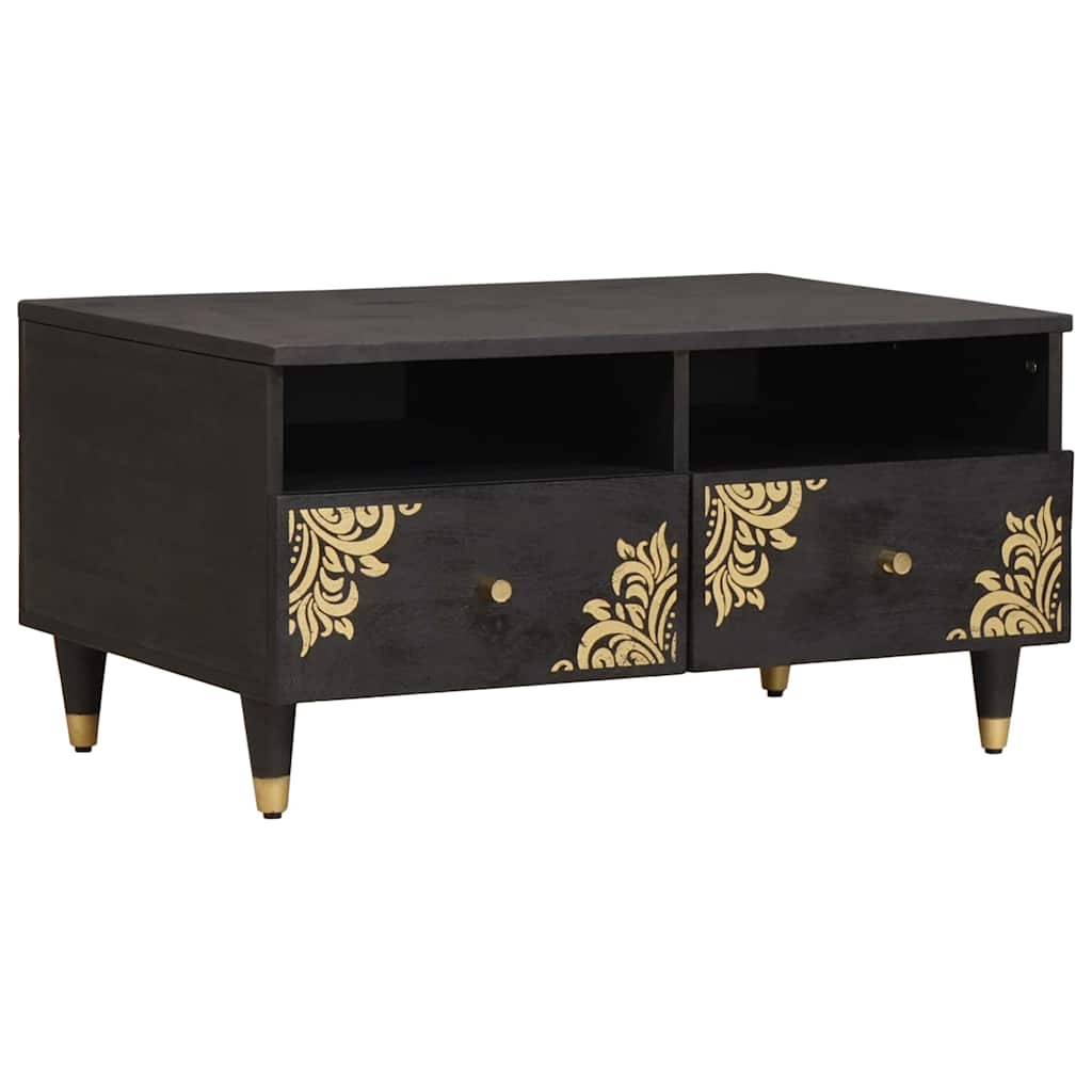 Schwarzer Couchtisch Mango Massivholz 80x54 cm