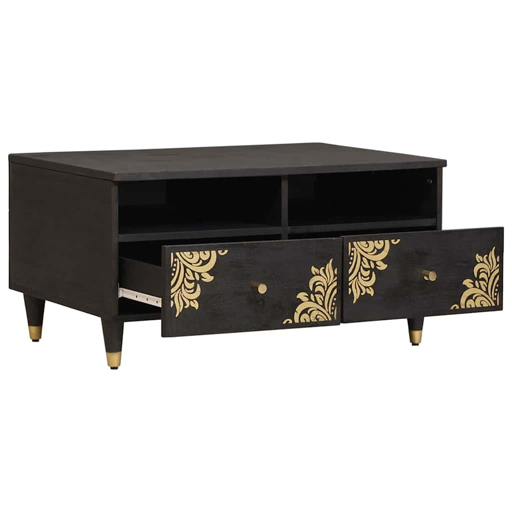 Schwarzer Couchtisch Mango Massivholz 80x54 cm