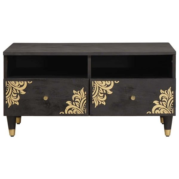 Schwarzer Couchtisch Mango Massivholz 80x54 cm