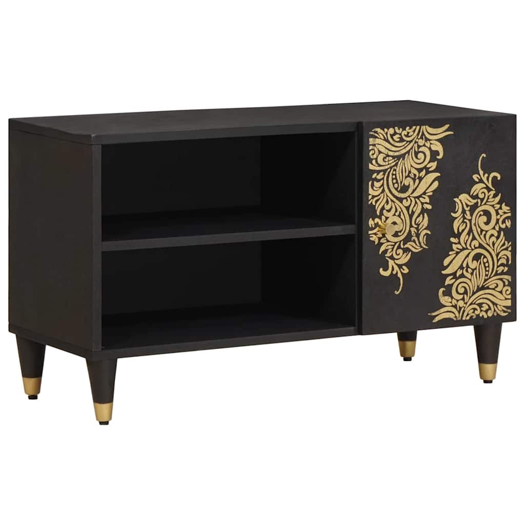 Schwarzer TV-Schrank Mango Massivholz 80cm