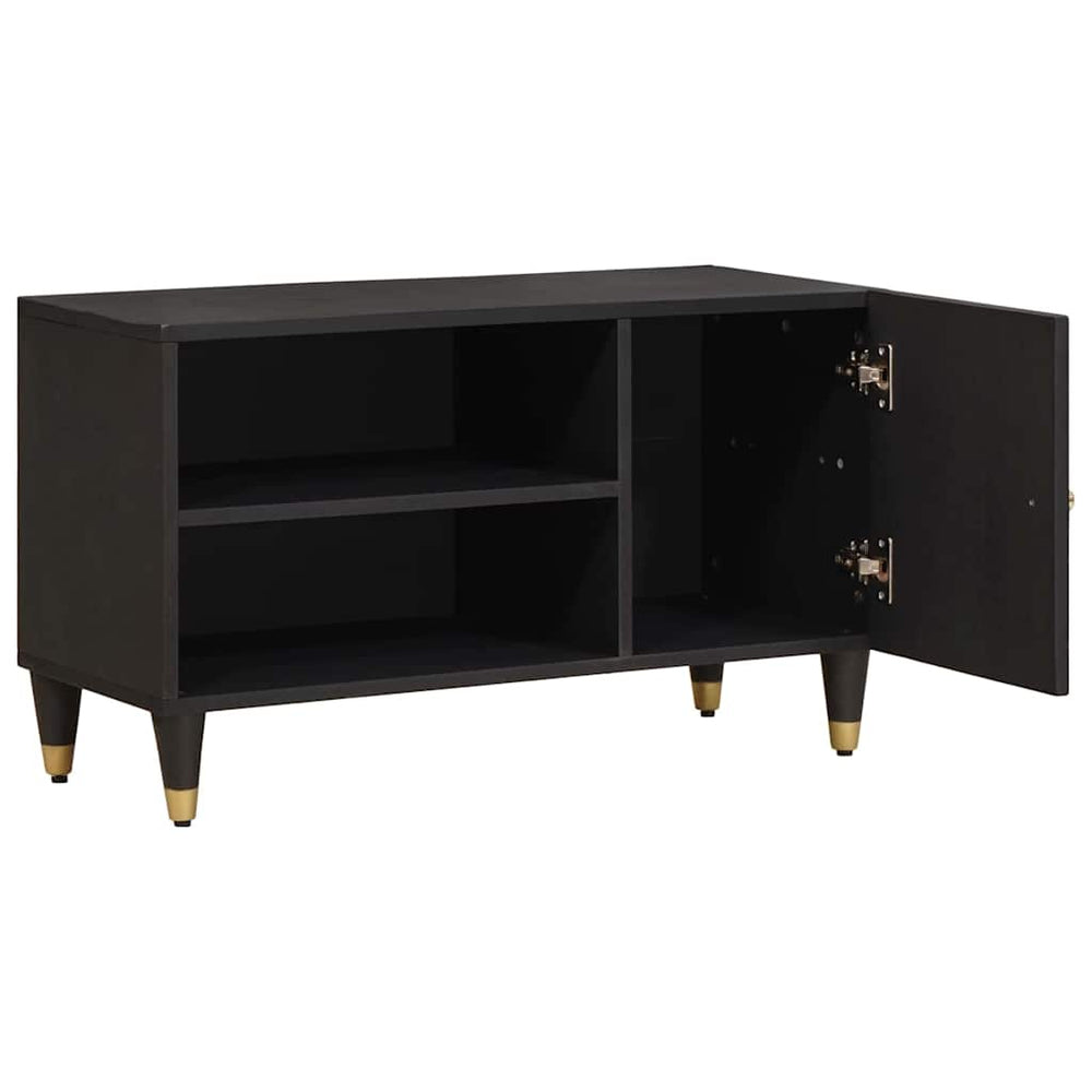 Meuble TV vidaXL avec étagère Noir 80 x 33 x 46 cm Bois de manguier massif