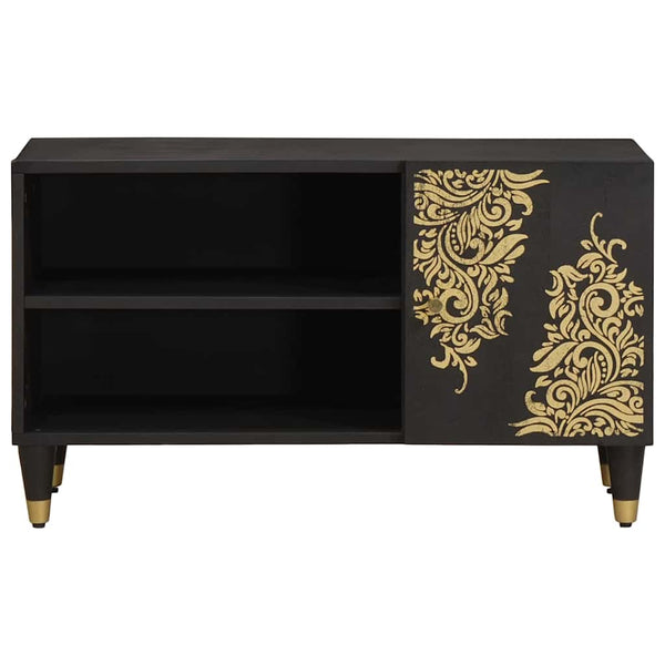 Schwarzer TV-Schrank Mango Massivholz 80cm