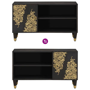 Schwarzer TV-Schrank Mango Massivholz 80cm