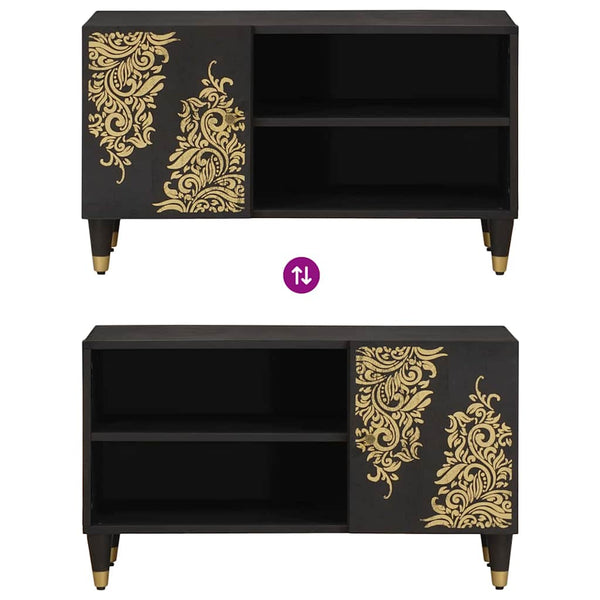 Schwarzer TV-Schrank Mango Massivholz 80cm