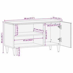 Schwarzer TV-Schrank Mango Massivholz 80cm