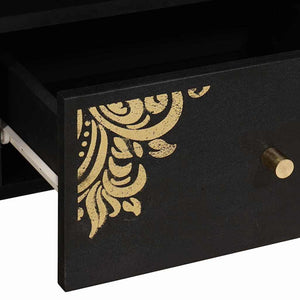 vidaXL Meuble TV avec étagère Noir 100 x 33 x 46 cm Bois de manguier massif