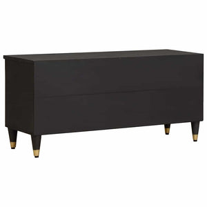 vidaXL Meuble TV avec étagère Noir 100 x 33 x 46 cm Bois de manguier massif