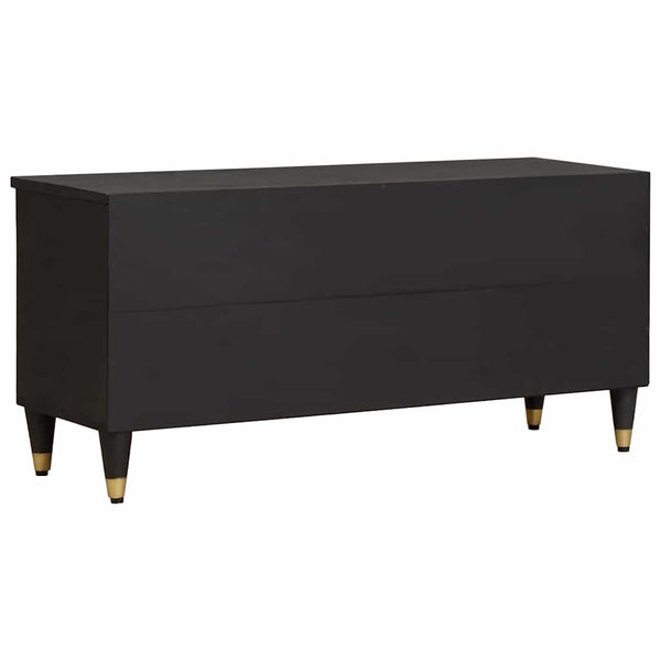 vidaXL Meuble TV avec étagère Noir 100 x 33 x 46 cm Bois de manguier massif