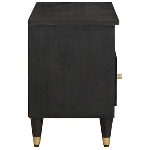 vidaXL Meuble TV avec étagère Noir 100 x 33 x 46 cm Bois de manguier massif