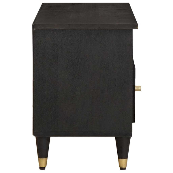vidaXL Meuble TV avec étagère Noir 100 x 33 x 46 cm Bois de manguier massif