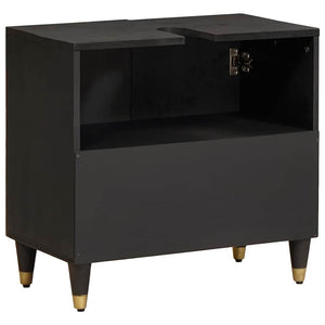 Waschbeckenunterschrank Schwarz Mangoholz 62 cm