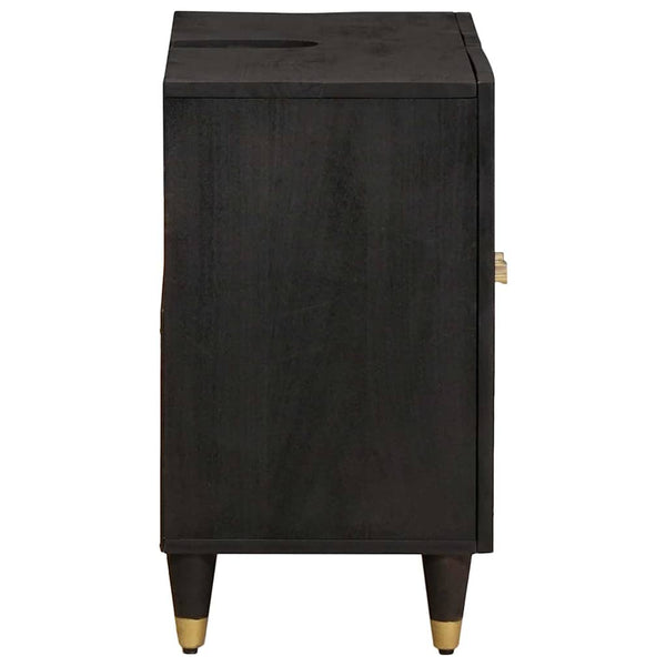 Waschbeckenunterschrank Schwarz Mangoholz 62 cm