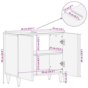 Waschbeckenunterschrank Schwarz Mangoholz 62 cm
