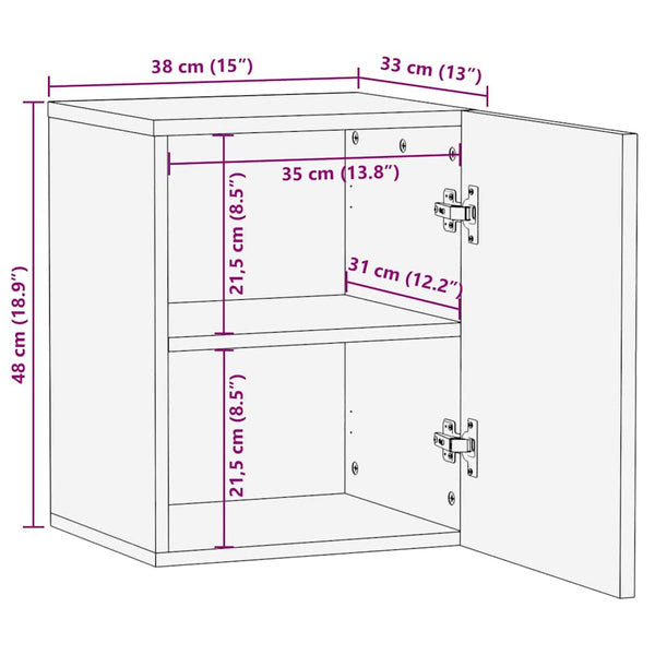 Schwarzer Wandschrank Mango Massivholz 38x48 cm