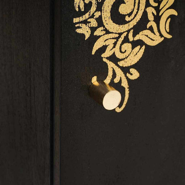 Schwarzer Badezimmerschrank Mango Massivholz 38x33x58cm