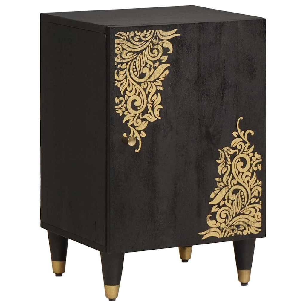 Schwarzer Badezimmerschrank Mango Massivholz 38x33x58cm