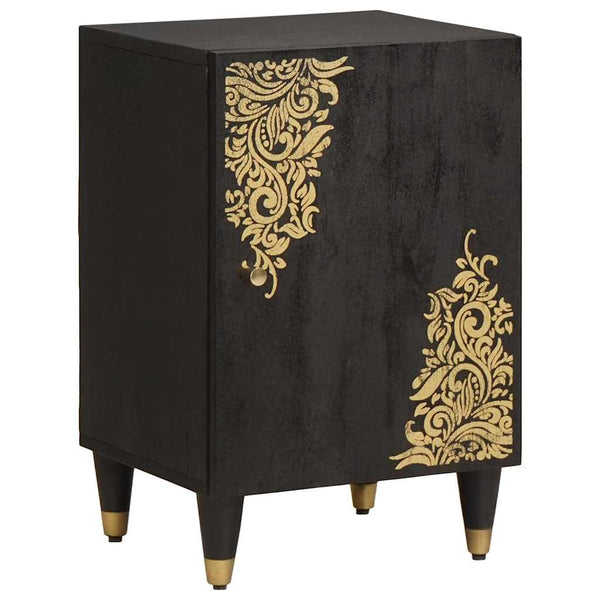 Schwarzer Badezimmerschrank Mango Massivholz 38x33x58cm