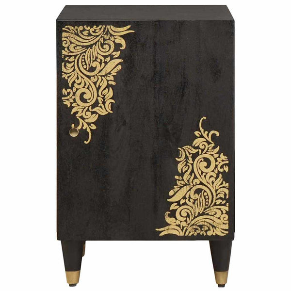 Schwarzer Badezimmerschrank Mango Massivholz 38x33x58cm