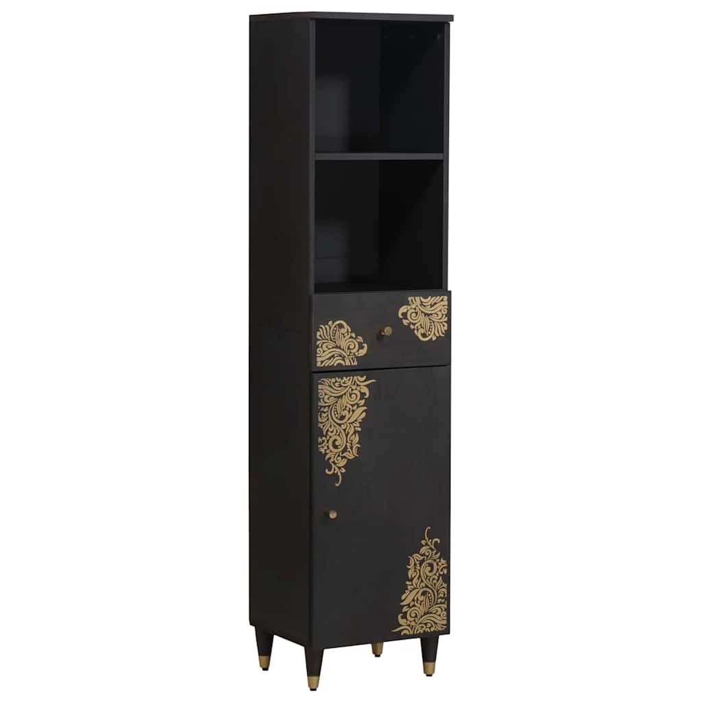 Schwarzer Mangoholz Badezimmerschrank 38x160cm
