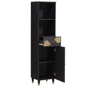 Schwarzer Mangoholz Badezimmerschrank 38x160cm