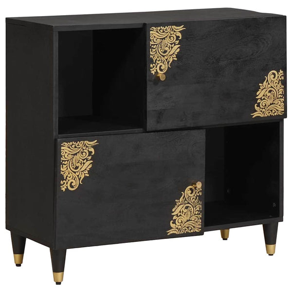 Schwarzes Mango Sideboard mit Regal 80cm