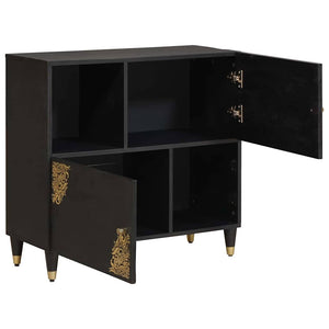 Schwarzes Mango Sideboard mit Regal 80cm
