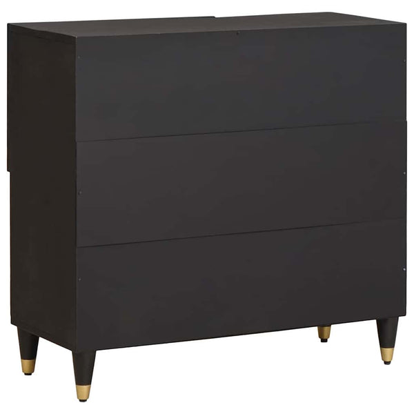 Schwarzes Mango Sideboard mit Regal 80cm