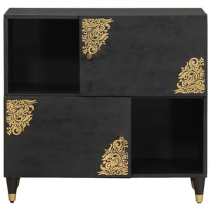Schwarzes Mango Sideboard mit Regal 80cm