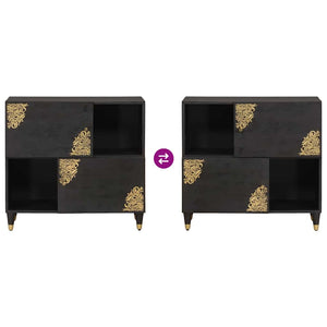 Schwarzes Mango Sideboard mit Regal 80cm