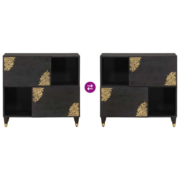 Schwarzes Mango Sideboard mit Regal 80cm